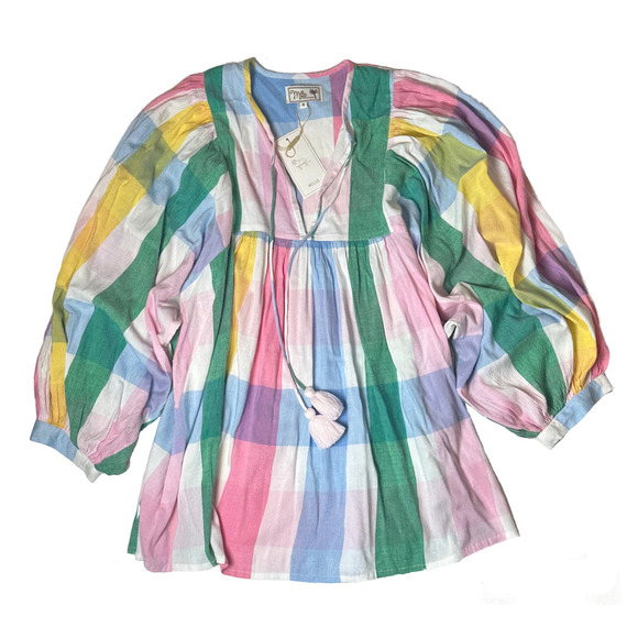 Mille 3/4 Sleeve Charlie Top in Pastel Plaid - NWT size S - Picture 1 of 7